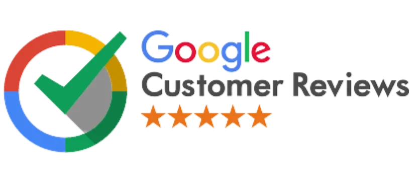 Google Customer Reviews logo featuring five stars, emphasizing high ratings for Jimenez Landscaping's services in Bakersfield and surrounding areas.